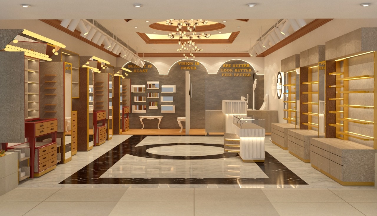 elegant optical showroom designing