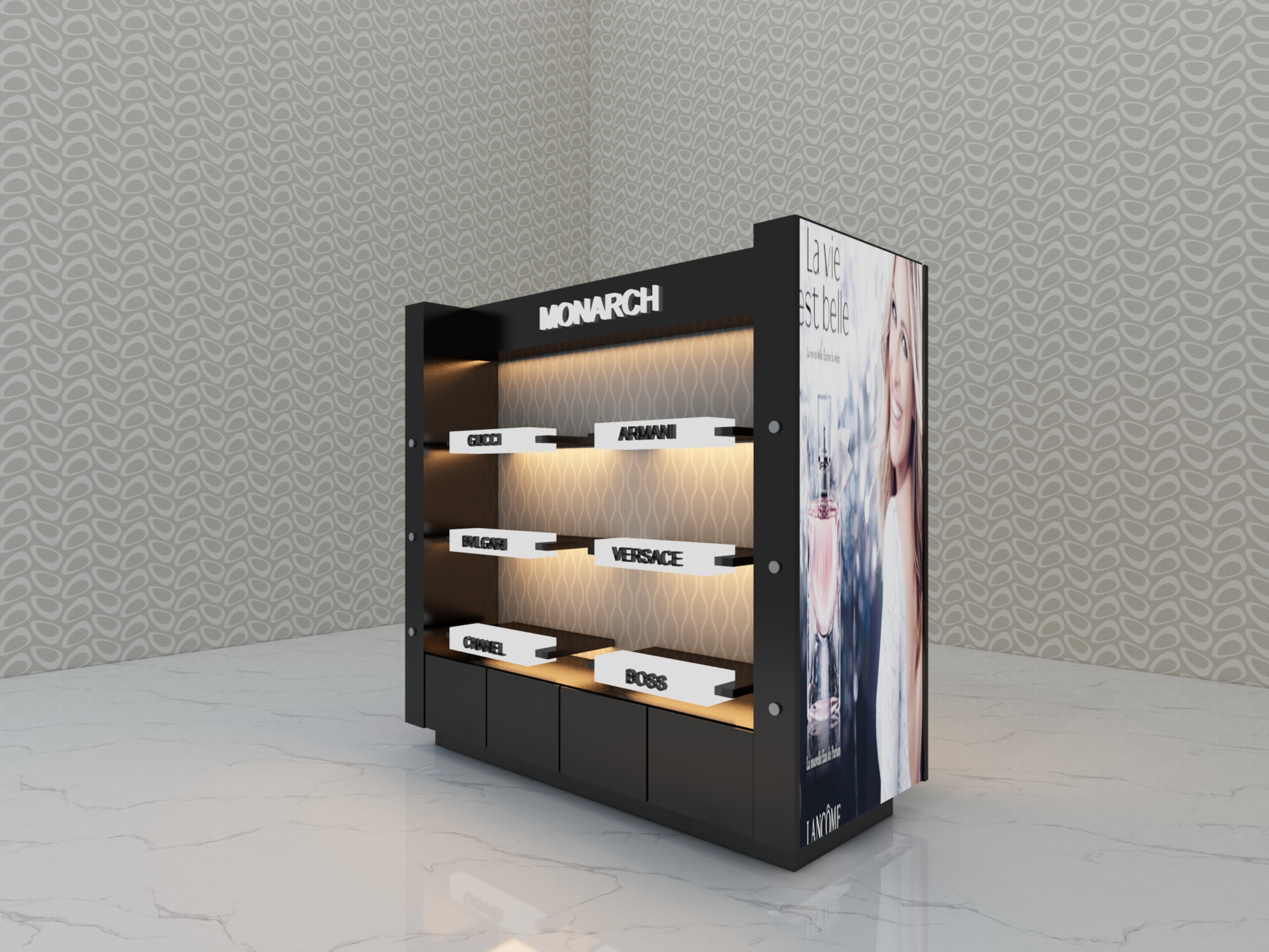 perfume display shelf